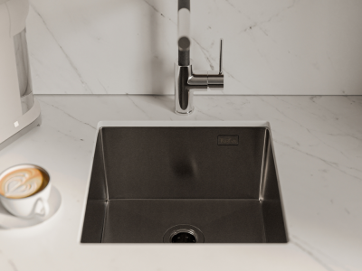 Детальное фото товара: Rivelato RINOX 4444 UN PVD black, мойка, нержавеющая сталь, черный