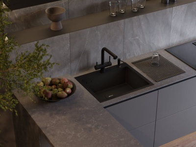 Детальное фото товара: Omoikiri Akisame 59-GB, мойка, нержавеющая сталь/графит