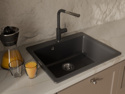 Детальное фото товара: Rivelato ALBANO 1573503 antracite/cromo, смеситель, гранит, антрацит/хром