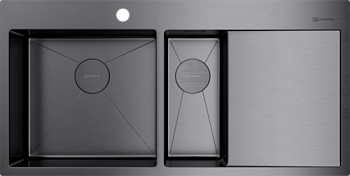 Фото товара: Omoikiri Akisame 100-2-GM-L, мойка, нержавеющая сталь/вороненая сталь, чаша слева
