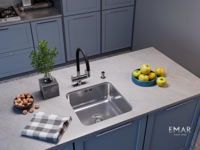 Детальное фото товара: Emar EMB-127А PVD Nano Satine, мойка, нержавеющая сталь сатин