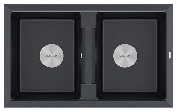 Фото товара: Paulmark TANDEM 80/2, мойка, гранит, черный металлик