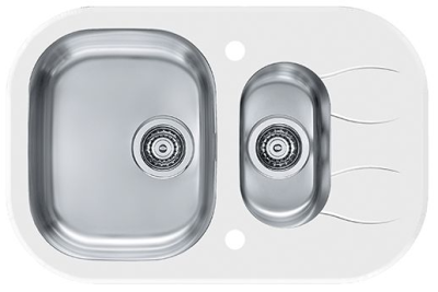 Детальное фото товара: ALVEUS WAVE 30, мойка, нержавеющая сталь/стекло, белый  (компл.с сиф. 1077134)