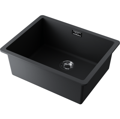 Omoikiri Kata 54-U-BL, мойка, гранит, черный Детальное фото товара: Omoikiri Kata 54-U-BL, мойка, гранит, черный