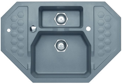 ALVEUS SENSUAL 60 GRANITAL+ STEEL-G04M, мойка, гранит, серый ( сифоном 1104729)