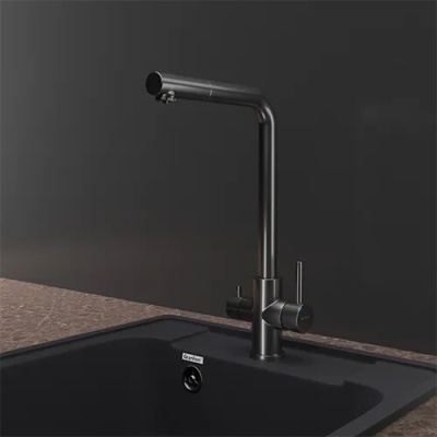 Детальное фото товара: GranFest GF-Z-5421, смеситель, нержавеющая сталь, PVD графит