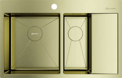 Omoikiri Akisame 78-2-LG-L, мойка, нержавеющая сталь/светлое золото, чаша слева