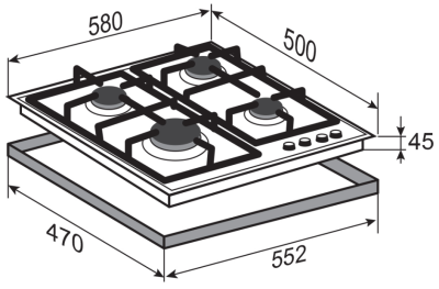 Детальное фото товара: Zigmund & Shtain G 20.6 B газовая поверхность