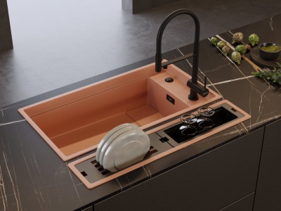 Детальное фото товара: Omoikiri Kinaru 86-U/I CN, мойка, керамика, canyon