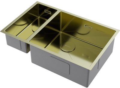 Детальное фото товара: Omoikiri Taki 69-2-U/IF-LG-R Side, мойка, нержавеющая сталь/светлое золото, чаша справа