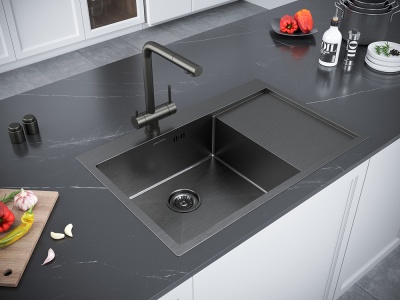 Детальное фото товара: Paulmark KRONER 78F, мойка, нержавеющая сталь, вороненая сталь