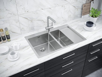 Детальное фото товара: Paulmark KRONER 78/2SF, мойка, нержавеющая сталь брашированное, левая