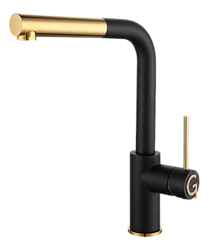 Фото товара: Rivelato ALBANO 1573503 antracite/oro, смеситель, гранит, антрацит/золото