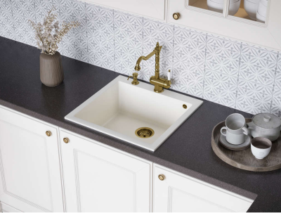 Omoikiri Bosen 57-WH, мойка, гранит, белый Детальное фото товара: Omoikiri Bosen 57-WH, мойка, гранит, белый