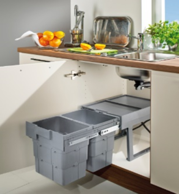 Фото товара: Ninka Easy Waste мусорная система, 2 ведра по 16 л, серый