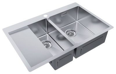 Детальное фото товара: Paulmark KRONER 78/2SF, мойка, нержавеющая сталь брашированное, правая