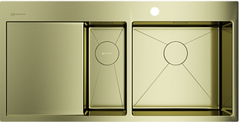 Фото товара: Omoikiri Akisame 100-2-LG-R, мойка, нержавеющая сталь/светлое золото, чаша справа