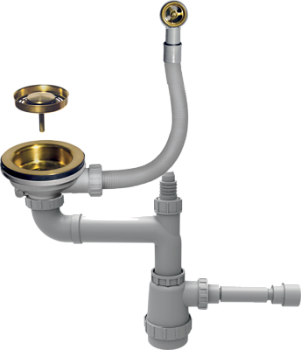 Фото товара: Omoikiri WK-1-R-G Арматура для одночашевых моек с круглым переливом, золото