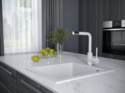 Paulmark HONNER, смеситель, белый матовый Детальное фото товара: Paulmark HONNER, смеситель, белый матовый