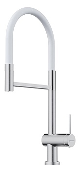 Фото товара: Omoikiri Kanto-2 Plus-SB BN-WH, смеситель, латунь, нержавеющая сталь/белый