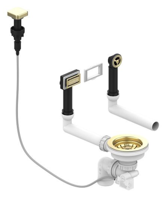 ALVEUS выпуск для мойки с вертикальным переливом POP UP GOLD new с рамкой и заглушкой