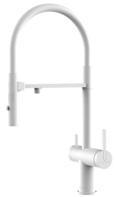 Детальное фото товара: Paulmark GRAVITY, смеситель, белый, белый шланг