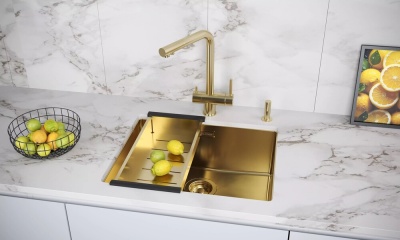 Paulmark SKALEN, смеситель, светлое золото Детальное фото товара: Paulmark SKALEN, смеситель, светлое золото