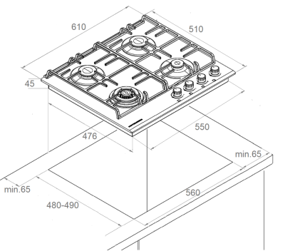 Kuppersberg FG 63 B Детальное фото товара: Kuppersberg FG 63 B газовая поверхность