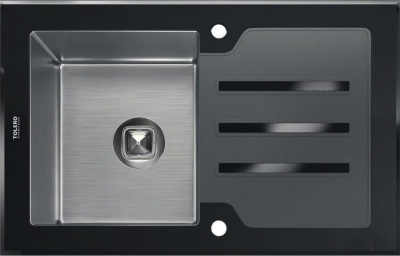 Детальное фото товара: Tolero Ceramic Glass TG-780, мойка, нержавеющая сталь/черное стекло