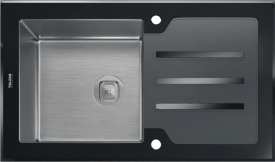 Детальное фото товара: Tolero Ceramic Glass TG-860, мойка, нержавеющая сталь/черное стекло
