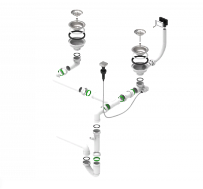 ALVEUS двойной сифон с одним переливом 114-PP-114-POPUP LINE MAXIM, DUO