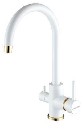 Детальное фото товара: Paulmark ESSEN, смеситель, белый матовый/бронза