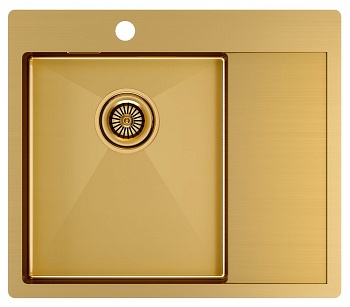 Фото товара: Paulmark KRONER 59F, мойка, нержавеющая сталь, брашированное золото, левая