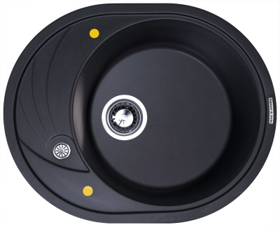 Детальное фото товара: Zigmund & Shtain KREIS OV 575, мойка, черный базальт 