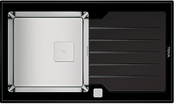 Фото товара: Teka DIAMOND RS15 1B 1D 86 BLACK, мойка, нержавеющая сталь/черное стекло