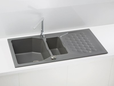 Детальное фото товара: ALVEUS SENSUAL 70 GRANITAL+ STEEL-G04M, мойка, гранит, серый (с сифоном 1104729)