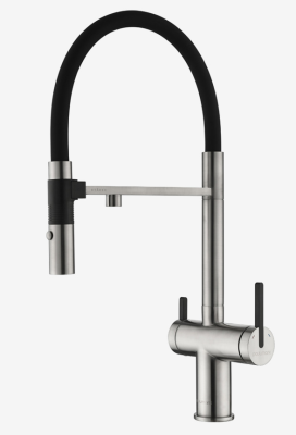 Детальное фото товара: Paulmark GRAVITY, смеситель, никель, черный шланг