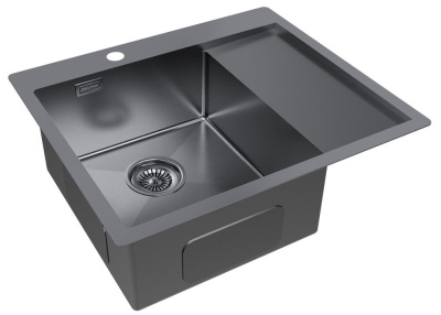 Детальное фото товара: Paulmark KRONER 59F, мойка, нержавеющая сталь, вороненая сталь, левая