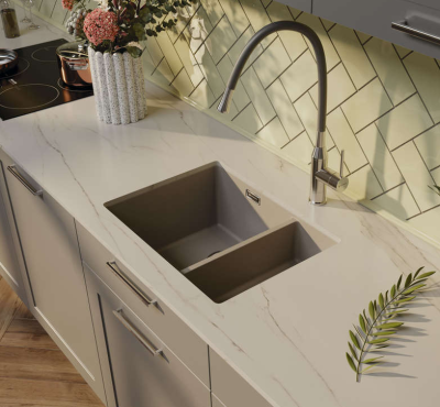 Детальное фото товара: Omoikiri Kata 55-2-U-GR, мойка, гранит, leningrad grey