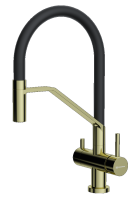 Omoikiri Akeno-LG-BL, смеситель, светлое золото/черный