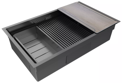 Детальное фото товара: Paulmark NEXT-MULTI SINK 74-L UNI, мойка, нержавеющая сталь, вороненая сталь