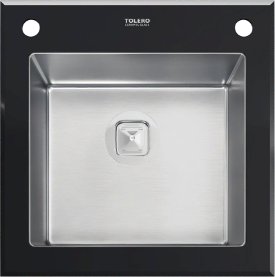 Детальное фото товара: Tolero Ceramic Glass TG-500, мойка, нержавеющая сталь/черное стекло