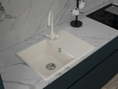 Детальное фото товара: GranFest URBAN 668L мойка, мрамор, белый