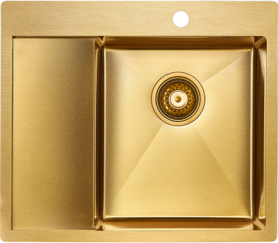 Paulmark KRONER 59F, мойка, нержавеющая сталь, брашированное золото, правая