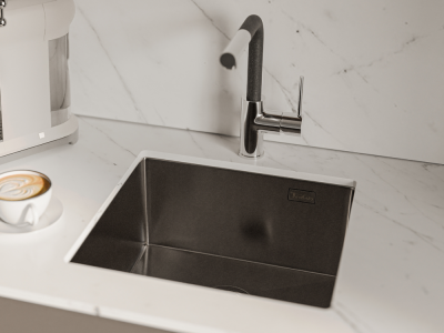 Детальное фото товара: Rivelato RINOX 4444 UN PVD black, мойка, нержавеющая сталь, черный