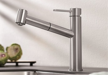 Фото товара: Blanco Ambis-S, смеситель, нержавеющая сталь матовая