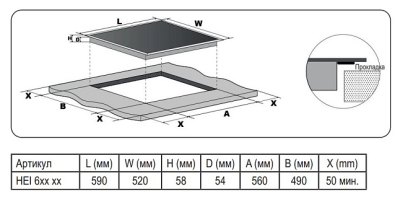 Детальное фото товара: Evelux HEI 640 B индукционная поверхность