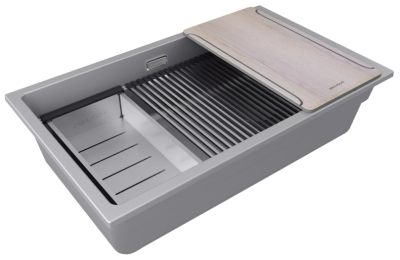 Детальное фото товара: Paulmark LUMI-MULTI SINK 74 UNI, мойка, гранит, серый металлик