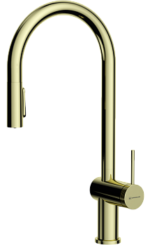 Фото товара: Omoikiri Tahara-SB-LG, смеситель, светлое золото