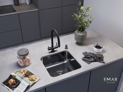 Детальное фото товара: Emar EMB-127A PVD Nano Dark, мойка, вороненая сталь